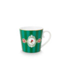 ჭიქა სახელურით ფაიფურის 250 მლ 1x2 Stripes Green Love Birds Pip Studio