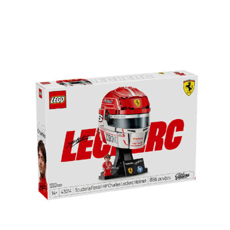 კუბიკების ნაკრები 886 ერთეული Scuderia Ferrari HP Charles Leclerc Helmet Editions Lego 43014