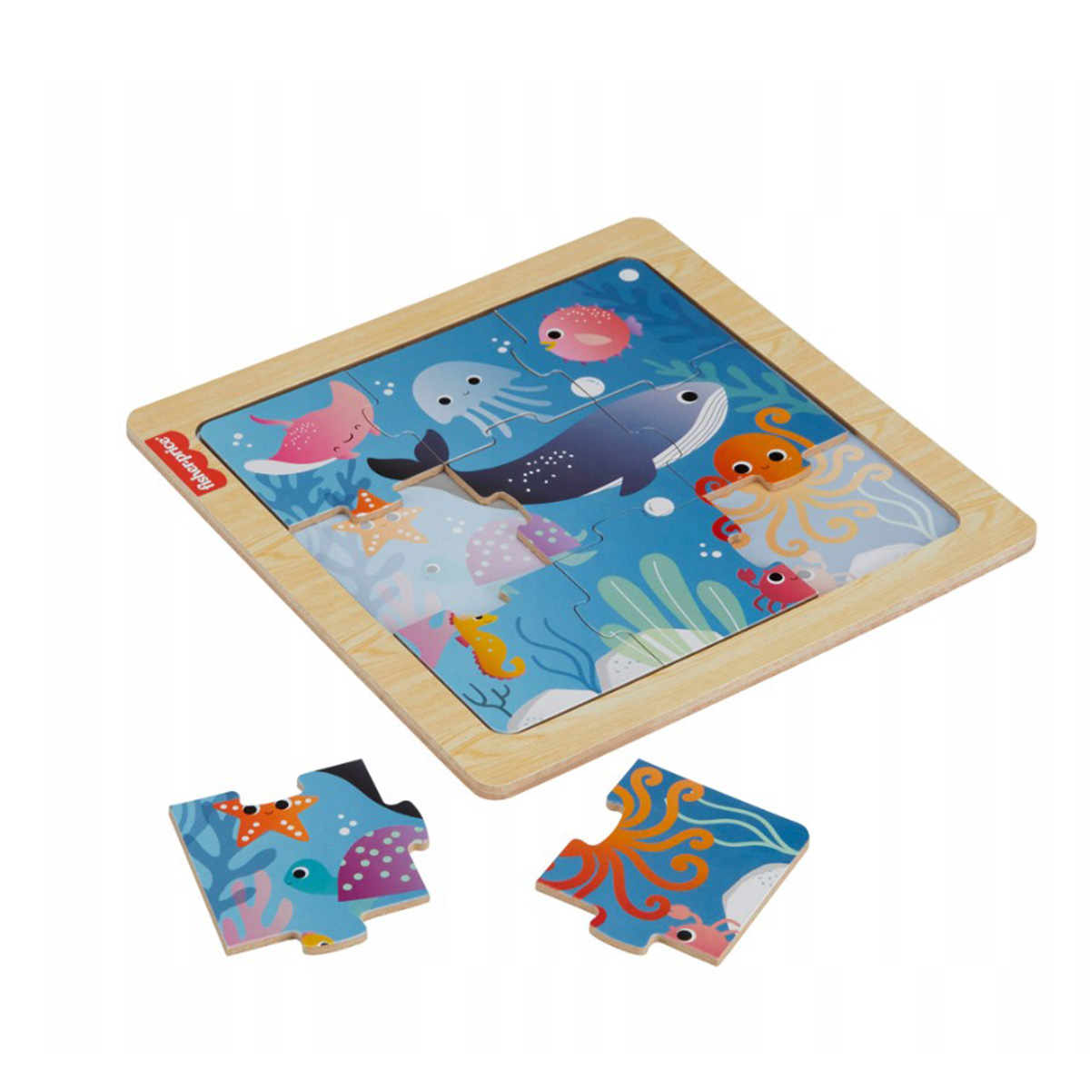 Fisher-Price Ocean Wooden Jigsaw Puzzle 1x9 Pieces 17x17 CM - Image 2