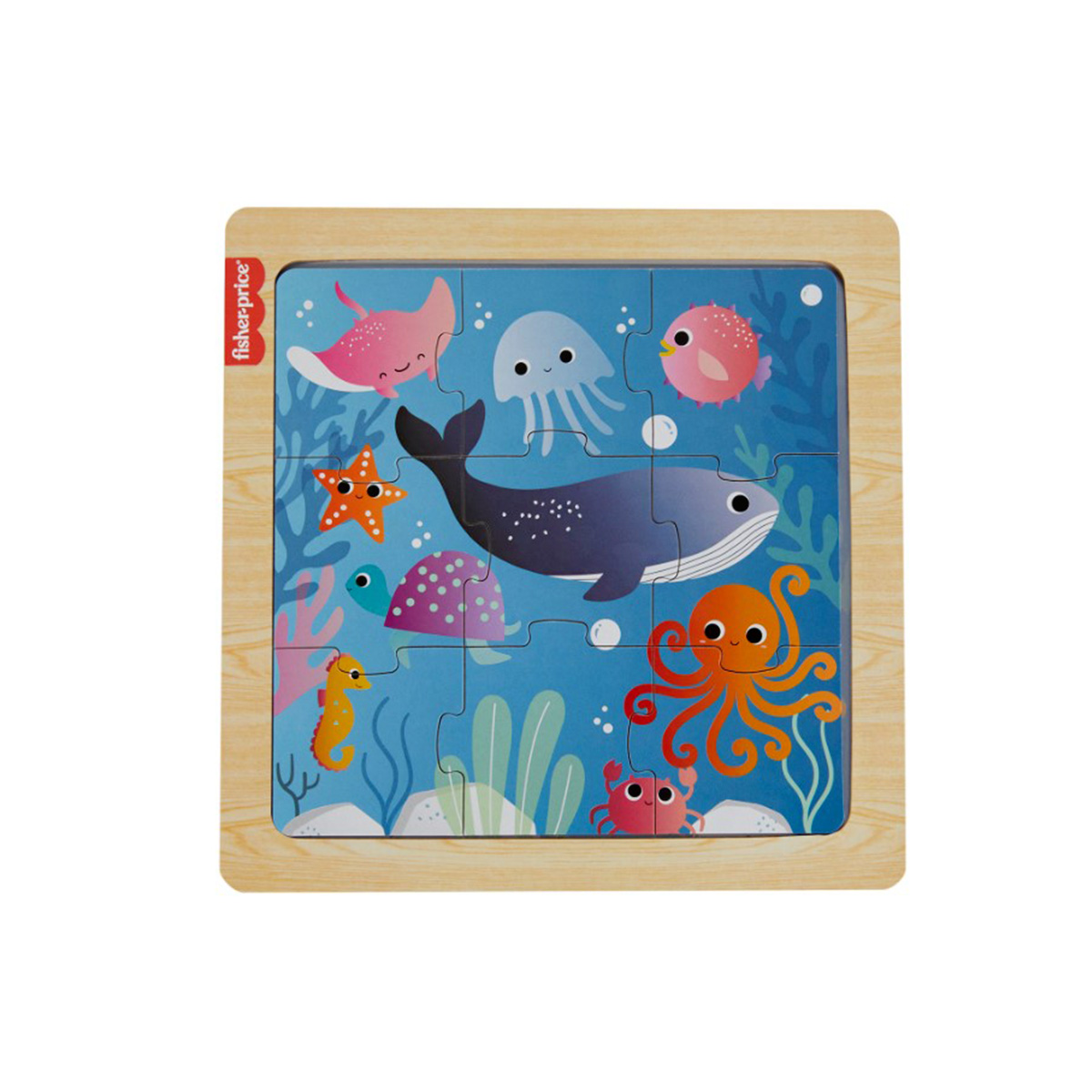 Fisher-Price Ocean Wooden Jigsaw Puzzle 1x9 Pieces 17x17 CM - Image 3
