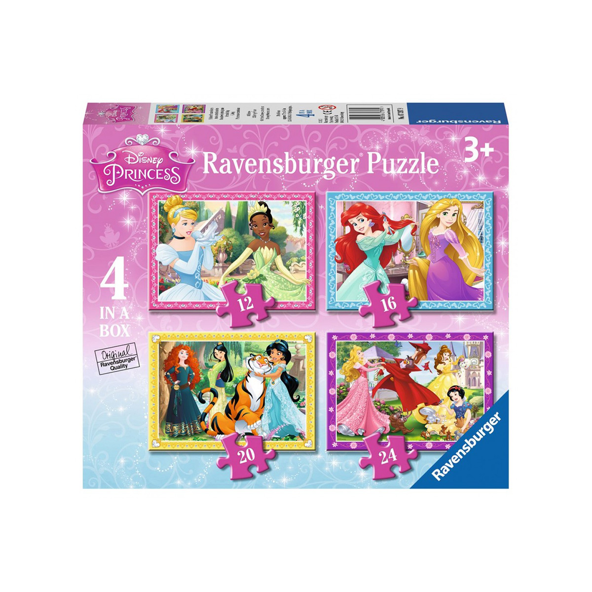 ფაზლი 12-16-20-24 ნაწილით 1x4 Disney Princess Ravensburger