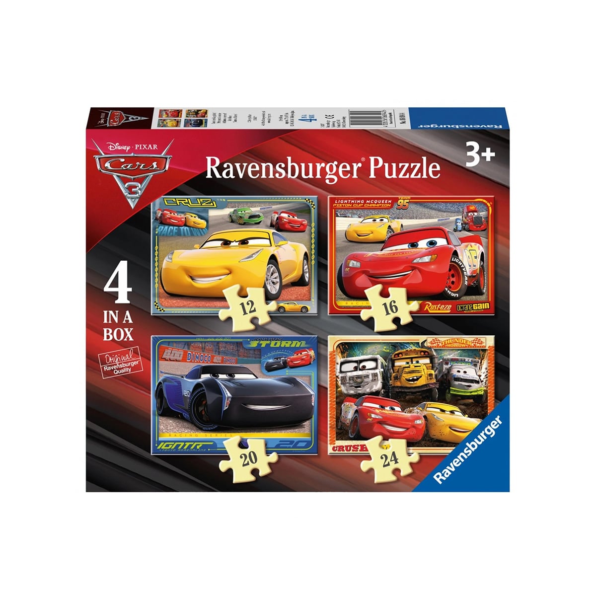 ფაზლი 12-16-20-24 ნაწილით 1x4 Disney Cars Ravensburger