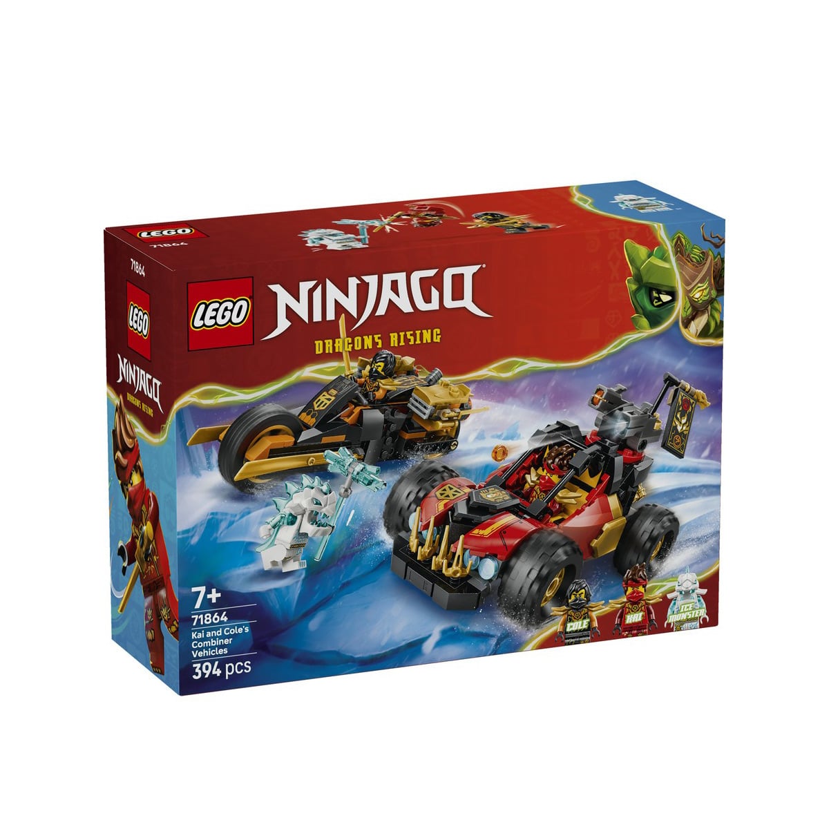კუბიკები 394 ერთეული Kai and Cole's Combiner Vehicles Ninjago Lego 71864