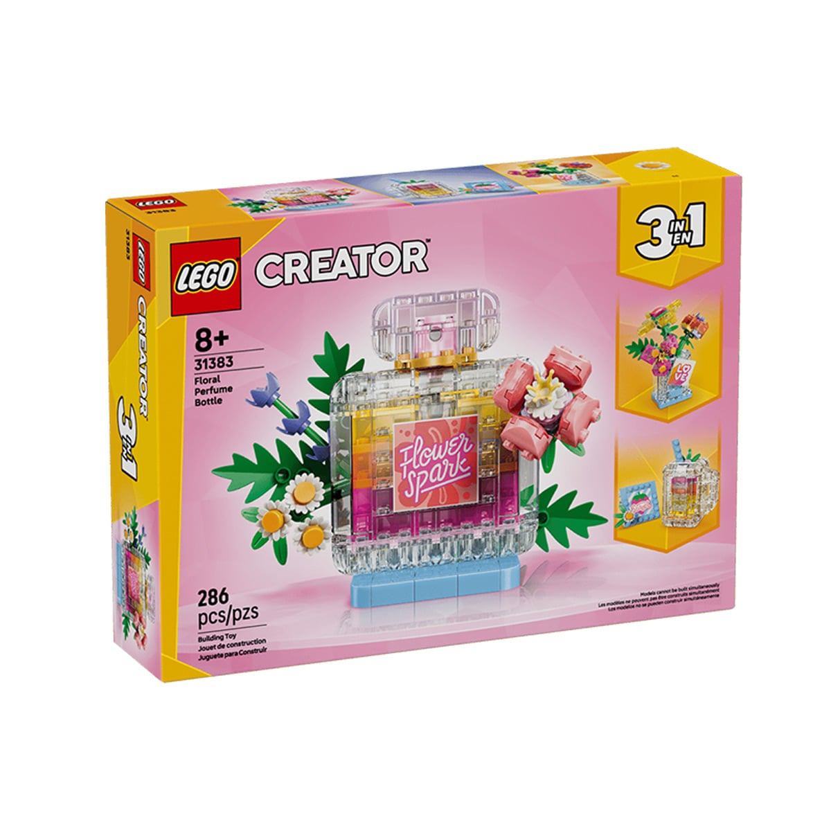 კუბიკების ნაკრები 286 ნაწილი Floral Decor Perfume Bottle Creator Lego 31383