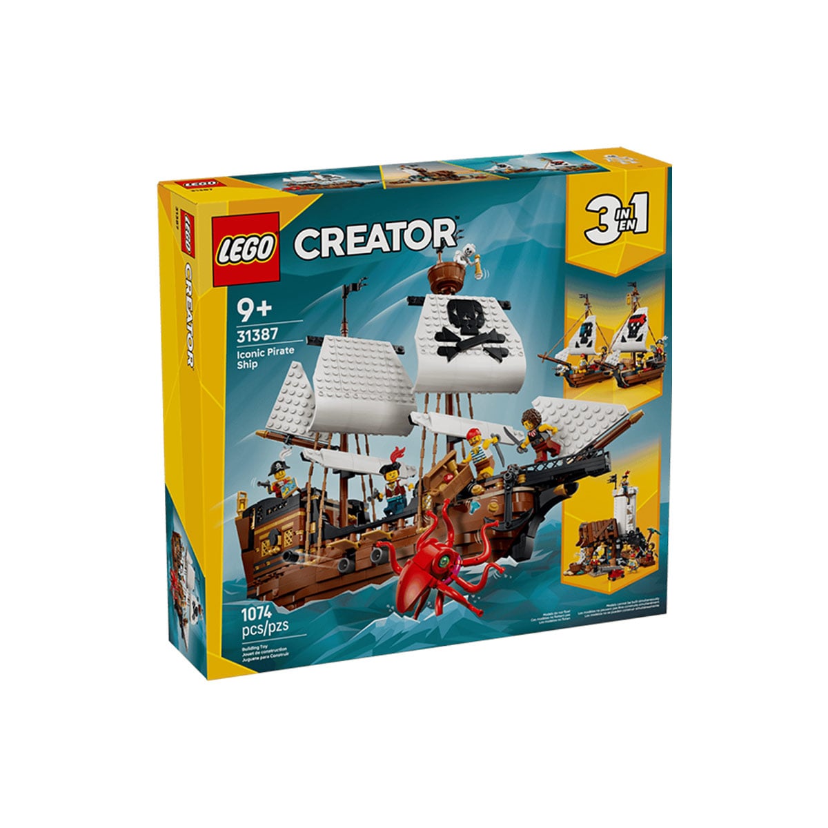 კუბიკების ნაკრები 1074 ნაწილი Iconic Pirate Ship Creator Lego 31387