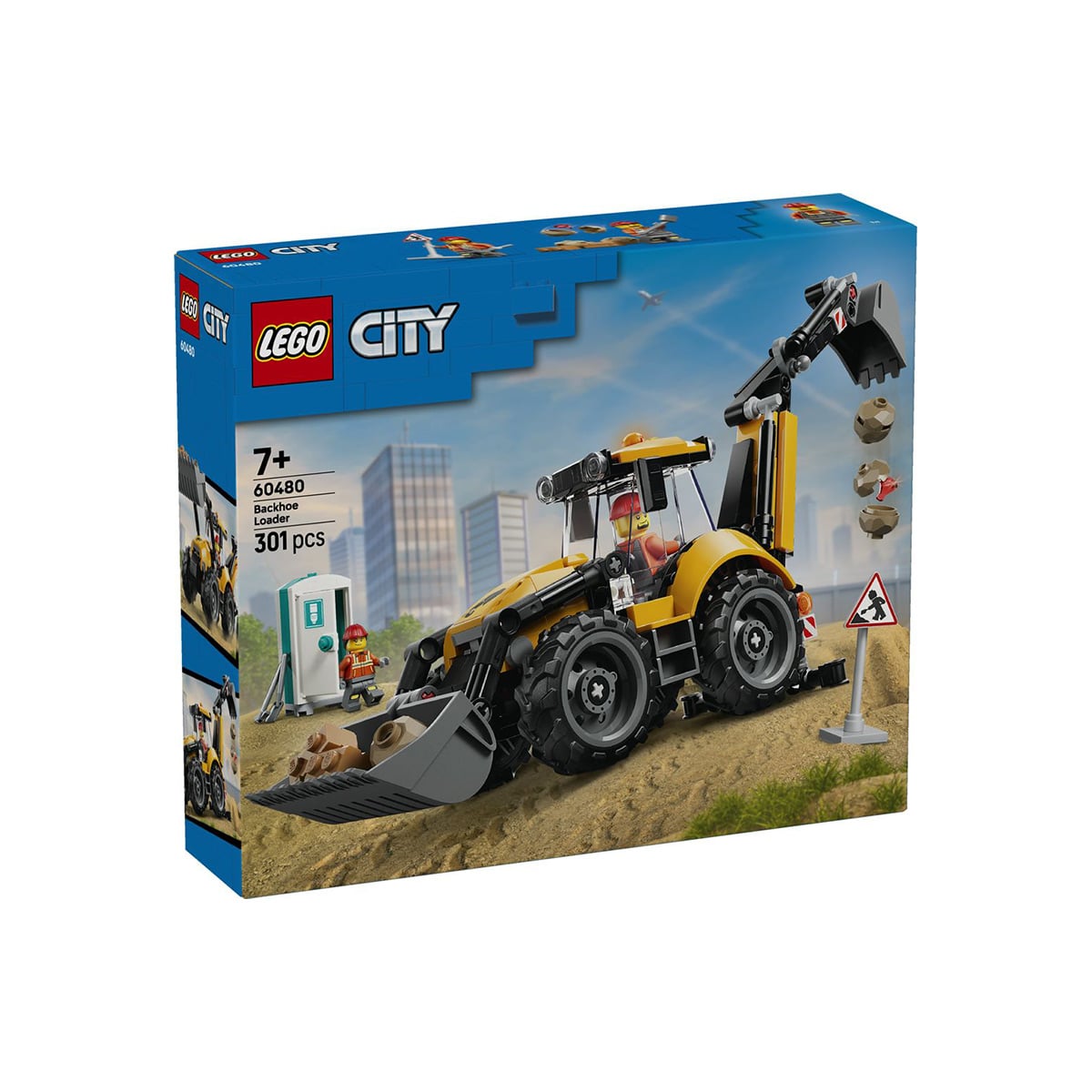 კუბიკები 301 ერთეული Yellow Backhoe Loader City Lego 60480