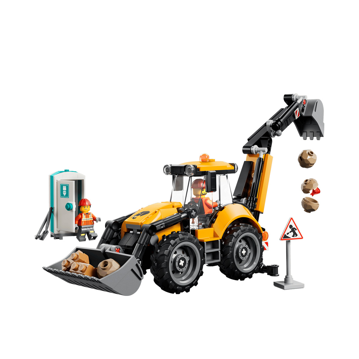 კუბიკები 301 ერთეული Yellow Backhoe Loader City Lego 60480 - Image 6