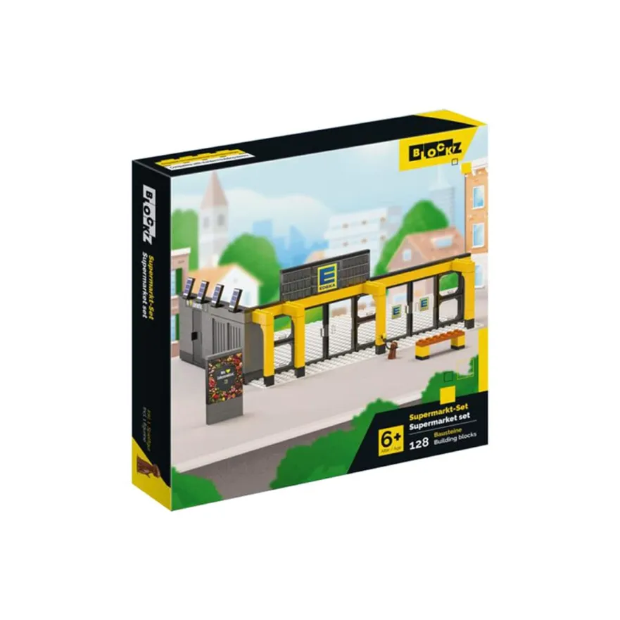 კუბიკების ნაკრები 128 ერთეული Supermarket Building Set Blockz