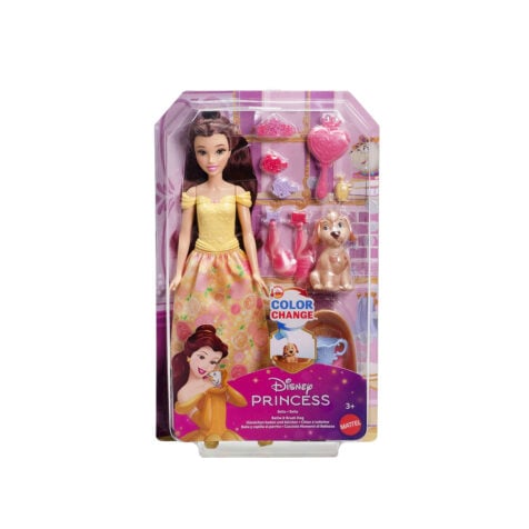 თოჯინა აქსესუარებით Bathe & Brush Dog Belle Disney Princess Barbie Mattel