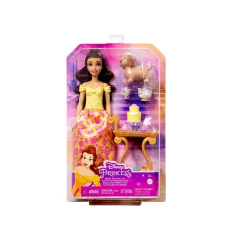 თოჯინა აქსესუარებით Belle Tea Time Fashion Doll & Playset Disney Princess Barbie Mattel