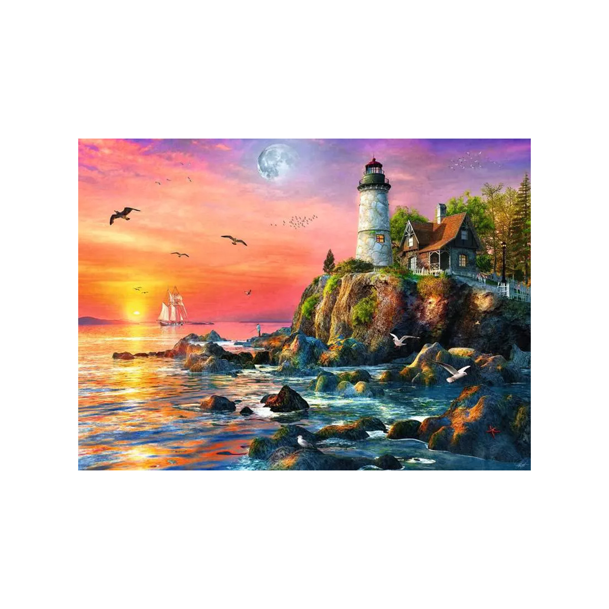 ფაზლი 500 ნაწილით Lighthouse at Sunset Ravensburger - Image 2