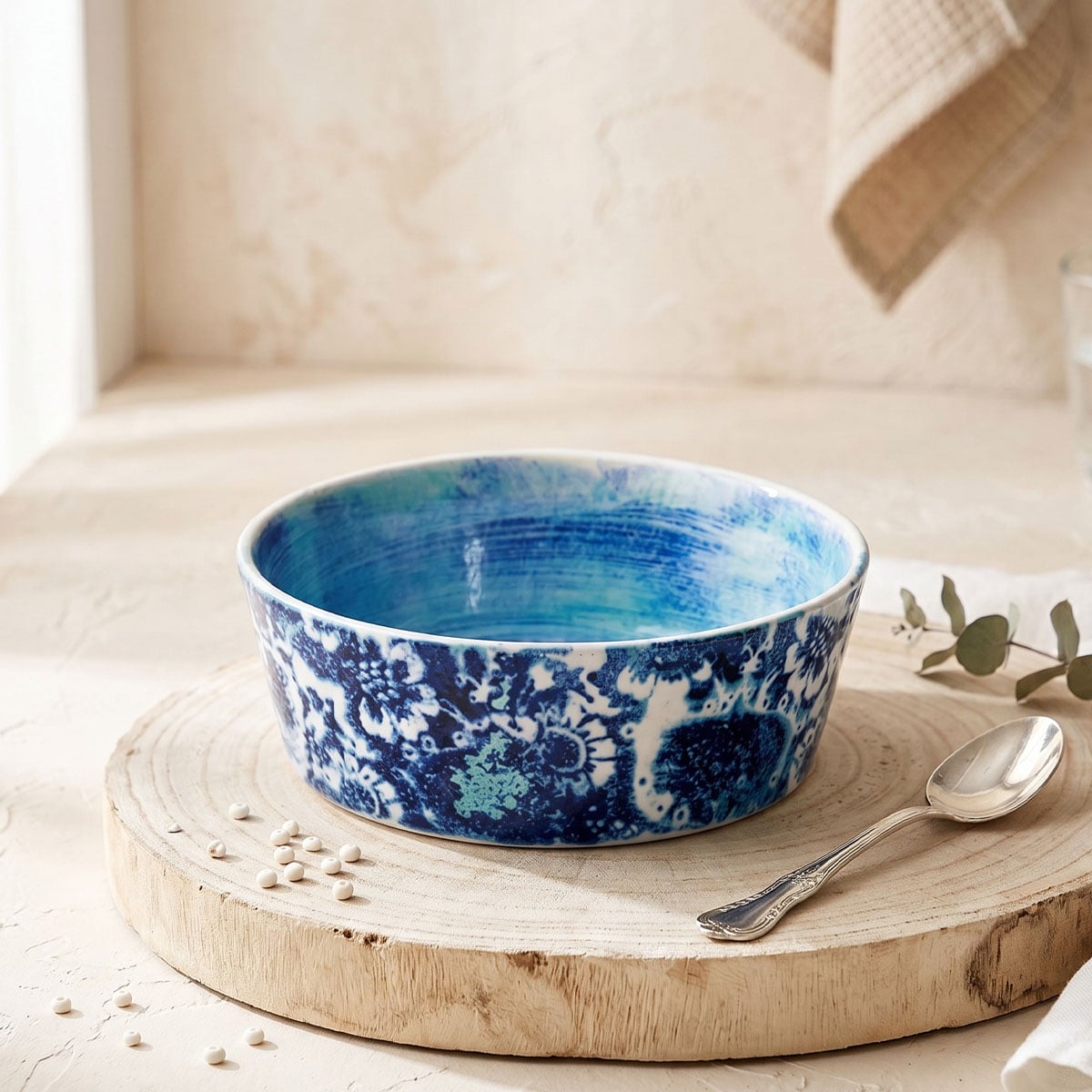 Ceramiche Fabbro Bowl With Blue Ornaments 19x6 CM - Image 4