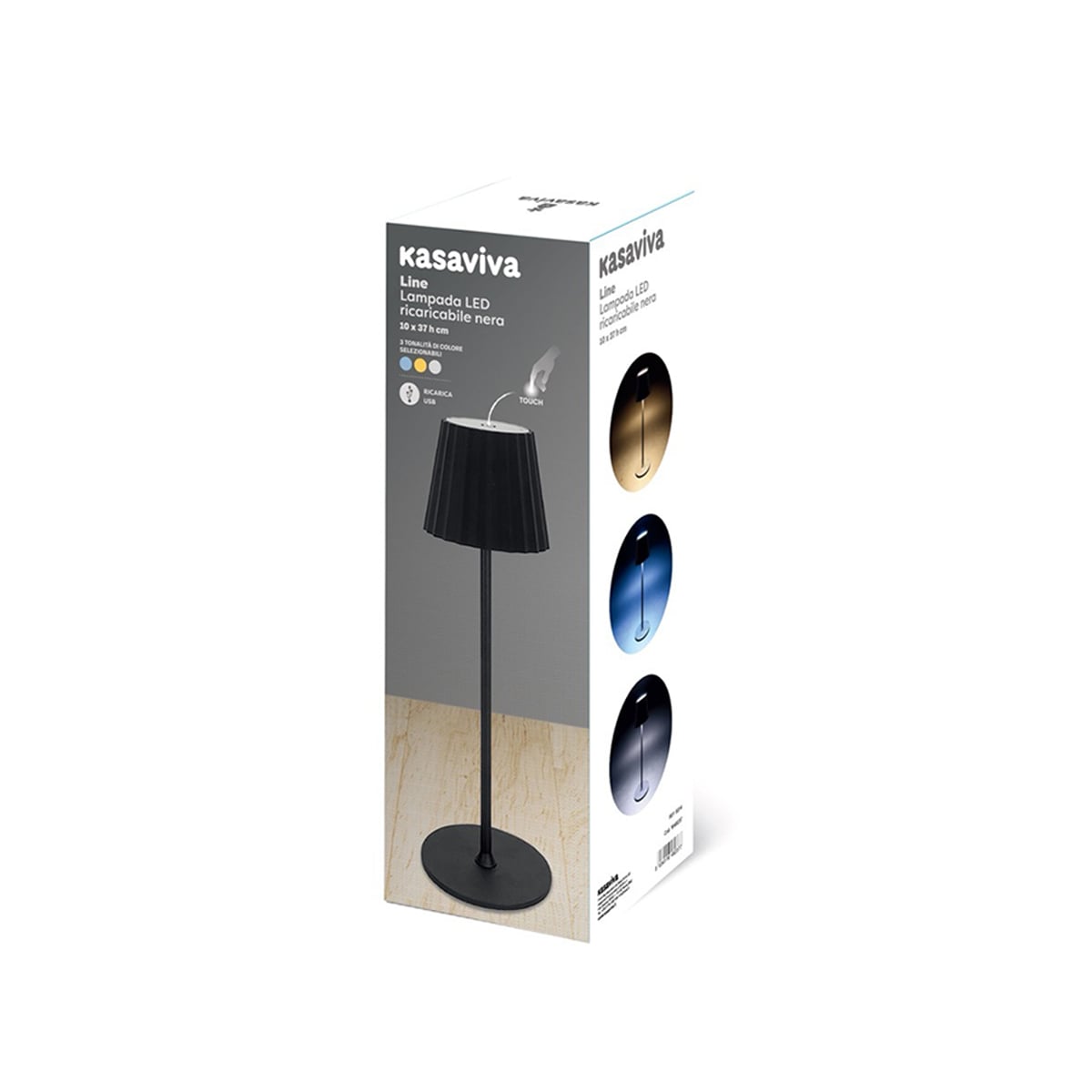 Kasaviva Rechargeable Touch LED Table Lamp 37cm Black - Image 2