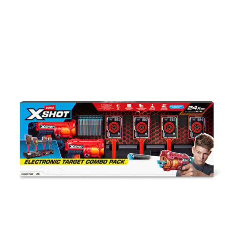 პლასტმასის თოფი სამიზნით და 24 ტყვიით X Shot Excel Fury & Interactive Target Zuru