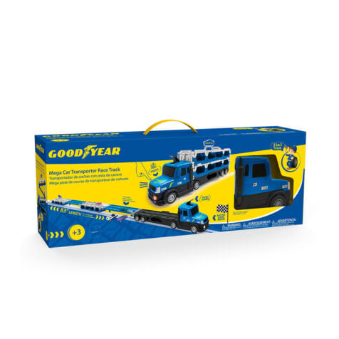 სათამაშო გადამზიდი ტრასით 2-1-ში Goodyear Take Apart Red Toolbox