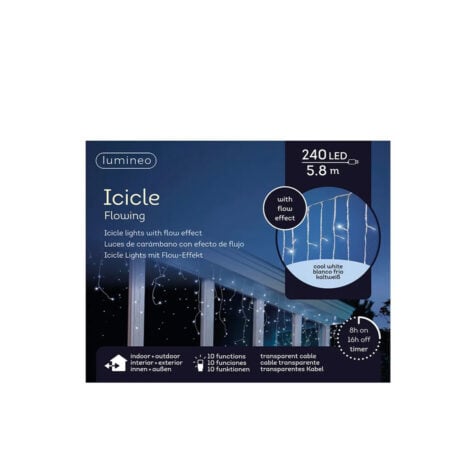 Kaemingk Christmas Icicle Snowing With 240 Led Cold Light 10 Functions 5.8 M