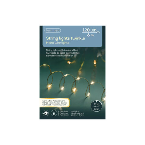 Kaemingk Christmas light With 120 Led Warm Light 8 Functions 6 M