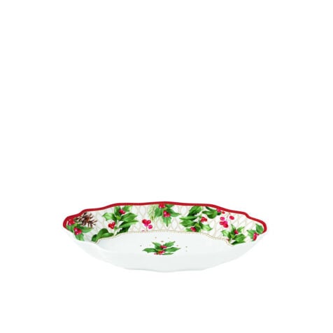 საახალწლო თეფში  მწვანე ფოთლებით 24.5x17 სმ Christmas Berries Easy Life
