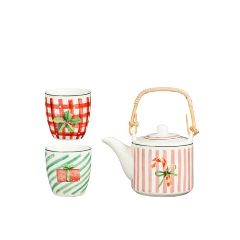 Edelman Christmas Tea Set Cups And Teapot 15.5x11 CM