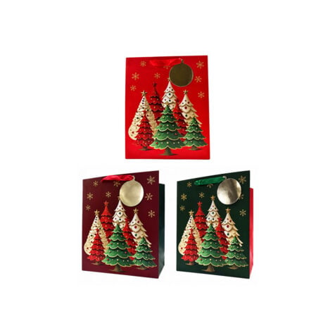 Mercury Christmas Gift Bag With Trees 26x13.5x32.5 CM