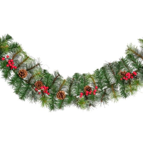 Kaemingk Ipswich Snowy Garland with Berries And Pinecones 2.7 M