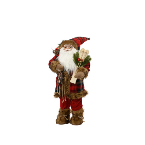 Kaemingk Santa With Gift Bag Lantern And Skis 80 CM