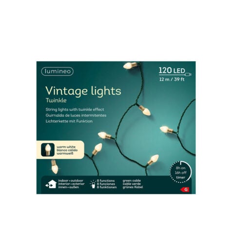 Kaemingk Decorative Christmas Tree Vintage 120 Led, 8 Functions 12 M