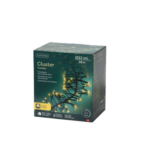 Kaemingk Christmas Cluster Lights With 1512 Led Bulbs Warm Light, 14 M Cable, Timer And 8 Light Functions