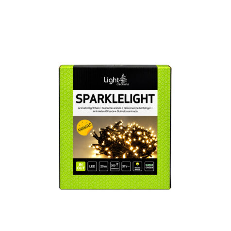 Light Creations Christmas Sparkle Lights With 300 Led Arizona White Light, 8 Functions And 20 M Green Cable