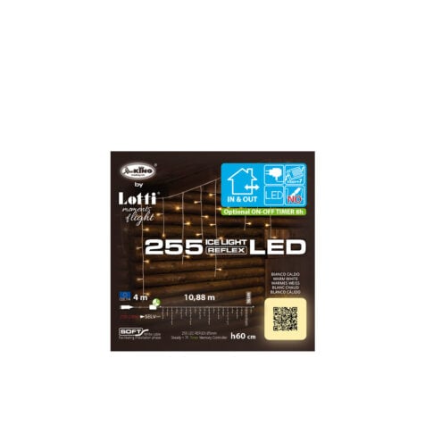 საახალწლო განათება ფარდა 10.88x0.6 მ 255 Led ნათურით თბილი თეთრი ნათებით განათების ფუნქციებით Lotti