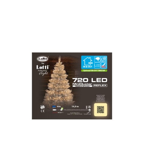 საახალწლო განათება 720 Led ნათურით თბილი თეთრი ნათებით 8 ნათების რეჟიმით წამზომის ფუნქციით 14.9 მ გამჭვირვალე სადენით Lotti