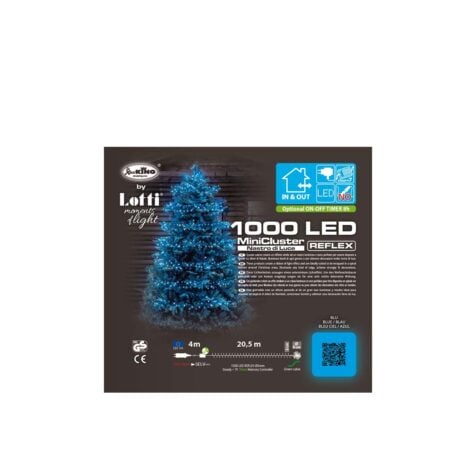 საახალწლო განათება 1000 Led ნათურით ლურჯი ნათებით 8 ნათების რეჟიმით წამზომის ფუნქციით 20.5 მ სადენით Lotti